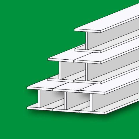 6 x ​H-Plastik-Profil - quadratisch, 330 & 1000 mm