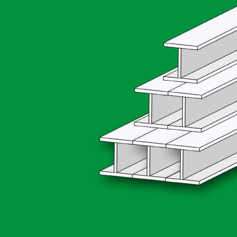 6 x ​H-Plastik-Profil - rechteckig, 330 & 1000 mm