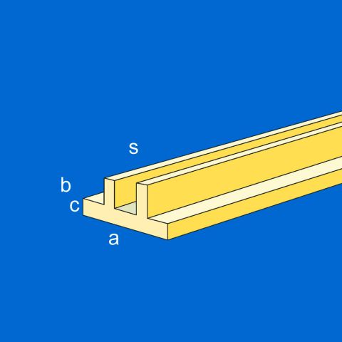 Messing Doppel-T-Profil, 330 x  3,0 x 2,0 mm, 5 Stück