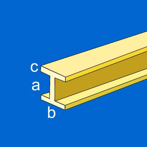 Messing I-Profil rechteckig, 330 x 1,0 x 0,6 mm, 5 Stück