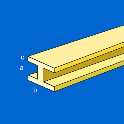 Messing I-Profil quadratisch,  330 x 1,0 x 1,0 mm, 5 Stück