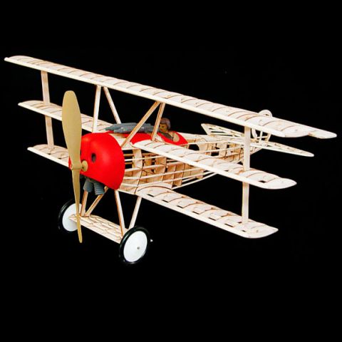 Fokker Triplane Laser Cut Model Gummimotor-Balsabausatz