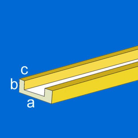 Messing U-Profil, 330 x 1,0 x 0,6 mm, 5 Stück