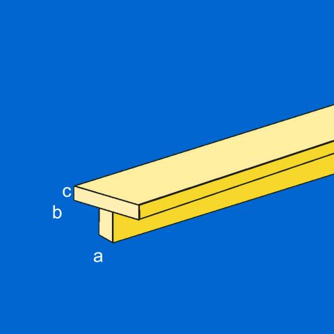 Messing T-Profil rechteckig, 330 x 1,5 x 1,0 mm, 5 Stück