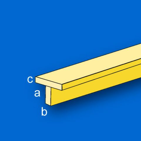 Messing T-Profil quadratisch,  330 x 1,0 x 1,0 mm, 5 Stück