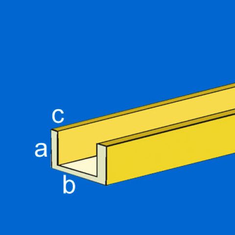 Messing U-Profil quadratisch, 330 x 1,0 x 1,0 mm, 5 Stück